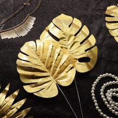 Palm Leaf Decor Plastic 20 Pack Gold Artificial Leaf Tropical Party Wedding Tabl