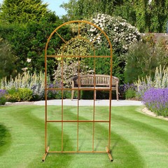 Gold Metal Wedding Arch Chiara Backdrop Stand Round Flower Balloon Frame 2m
