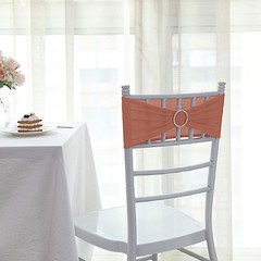 10 Terracotta Spandex CHAIR SASHES with Silver Round Buckles Wedding
