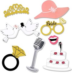 Capture Joy: 52 Count Wedding Photo Booth Props with Gold Glitter & Accessories
