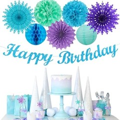 Winter-Wonderland Christmas-Snowflake Frozen Birthday Party Blue Purple Teal