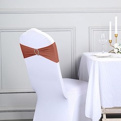 10 Terracotta Spandex CHAIR SASHES with Silver Round Buckles Wedding