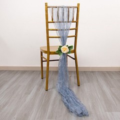 5 DUSTY BLUE Sheer Crinkled Organza CHAIR SASHES Party Events Home Decorations