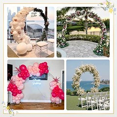 Suuwoee 8FT Balloon Arch Stand Round Backdrop Stand Circle Wedding Arch – Gold