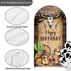 Western Cowboy Arch Backdrop Cover 6FT Wild West Rustic Wooden House Party