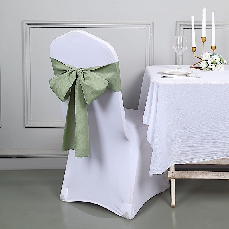 10 Eucalyptus Green Polyester CHAIR SASHES Ties Bows Wedding Party Ceremony