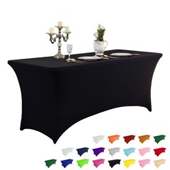 IVAPUPU 4FT Spring Table Cloth for Rectangular Fitted Events Stretch Black Ta…