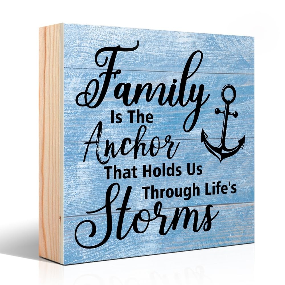 Family Is The Anchor That Holds Us Through Life’s Storms Wood Box Sign, Farmh…