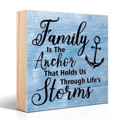 Family Is The Anchor That Holds Us Through Life’s Storms Wood Box Sign, Farmh…