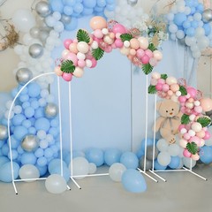 Wedding Arch White Frame with Beige Fabric Cover Triple Archway for Ceremony