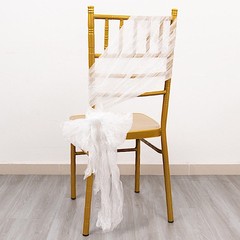 5 WHITE Sheer Crinkled Organza CHAIR SASHES Party Events Home Decorations