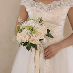 Wedding Bouquets Large for Bride Bridesmaid,White Champagne Artificial Roses …