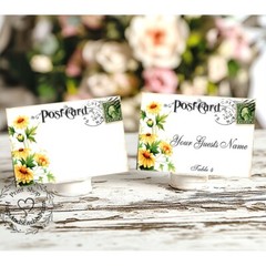 YELLOW DAISY POSTCARD FLAT WEDDING PLACE CARDS, TAGS or ESCORT CARDS #141