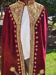 Traditional Ethiopian Wedding Kaba for Couple – Burgundy & Gold Cloaks + Crown .