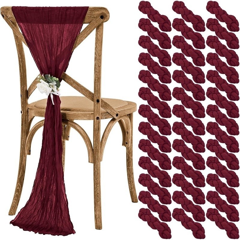 50 Pack Cheesecloth Chair Sashes Rustic Wedding Party Decor Washable Durable New