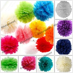 10X Tissue Paper Color 4″ 8″ 12″ pom pom Flowers Wedding Party Craft Decoration