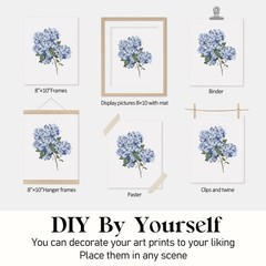 Locomiss Watercolor Floral Wall Art Posters, Rustic Cottagecore Hydrangea Iri…