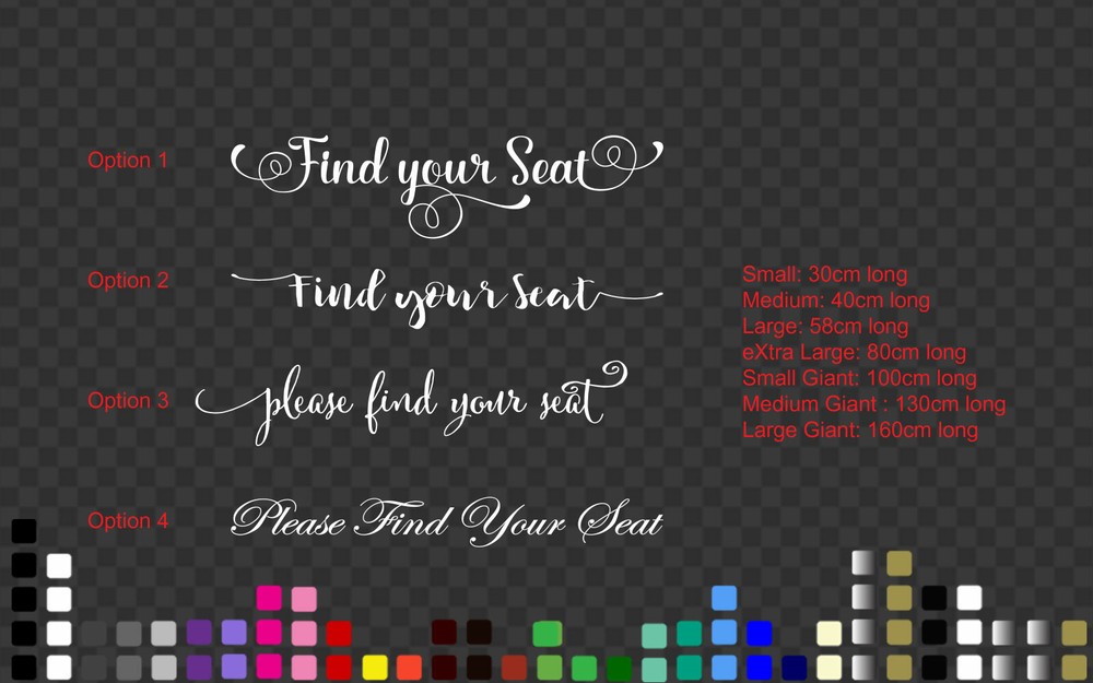 Find Your Seat for Seating Chart Wedding Decal Sticker Decal Removable
