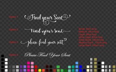 Find Your Seat for Seating Chart Wedding Decal Sticker Decal Removable