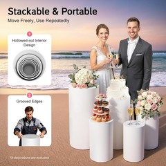 5Pcs Cylinder Stands for Party Pedestal Display Plinth Pillars for Wedding Decor