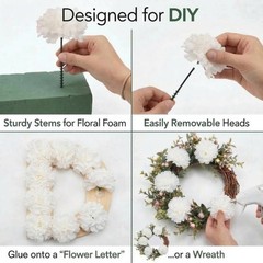 Larksilk White Carnations, Fake Flowers, 100 Pack for Events, Weddings, DIY