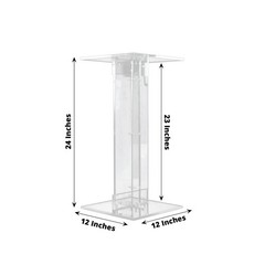 24″ Clear Acrylic Flower Display Stand Square Top and Base Party Decorations