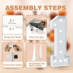 3 Feet Tall Marquee Light Up Numbers Pre-cut Foam Board Mosaic Balloon for Pa…