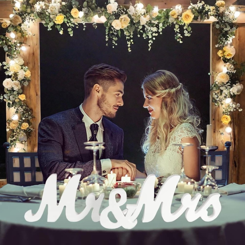 Large Mr & Mrs Sign for Wedding Table, White Mr and Mrs Sign Wedding Letter f…
