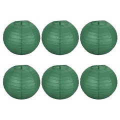 6pcs 10 Inch Folding Hanging Paper Lanterns Medium Lampshade Dark Green