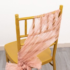 5 DUSTY ROSE Sheer Crinkled Organza CHAIR SASHES Party Events Home Decorations