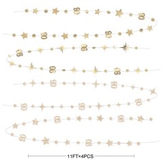Champagne Gold 90th Birthday Decorations Number 90 Circle Dot Star Garland St…