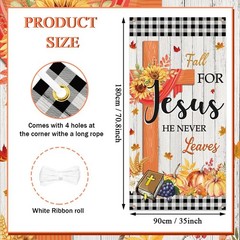 Large Fall Party Door Cover Banner for Jesus – Pumpkin Backdrop Sign, Thanksg…