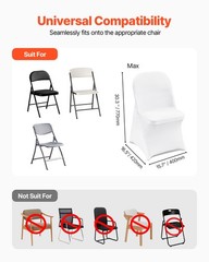 VEVOR 30PCS White Stretch Spandex Folding Chair Covers for Wedding Party Dining