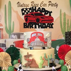 Race Car Cake Topper Happy Birthday Cake Decorations for Men Kids Boys Racing…