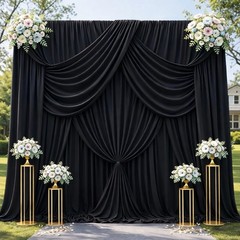 10ft x 12ft Black Backdrop Curtains, Wrinkle Free Thick Fabric Polyester Curt…