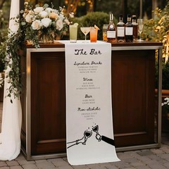 Boho Wedding Drinks Menu Fabric Sign Mobile Bar Table Banner