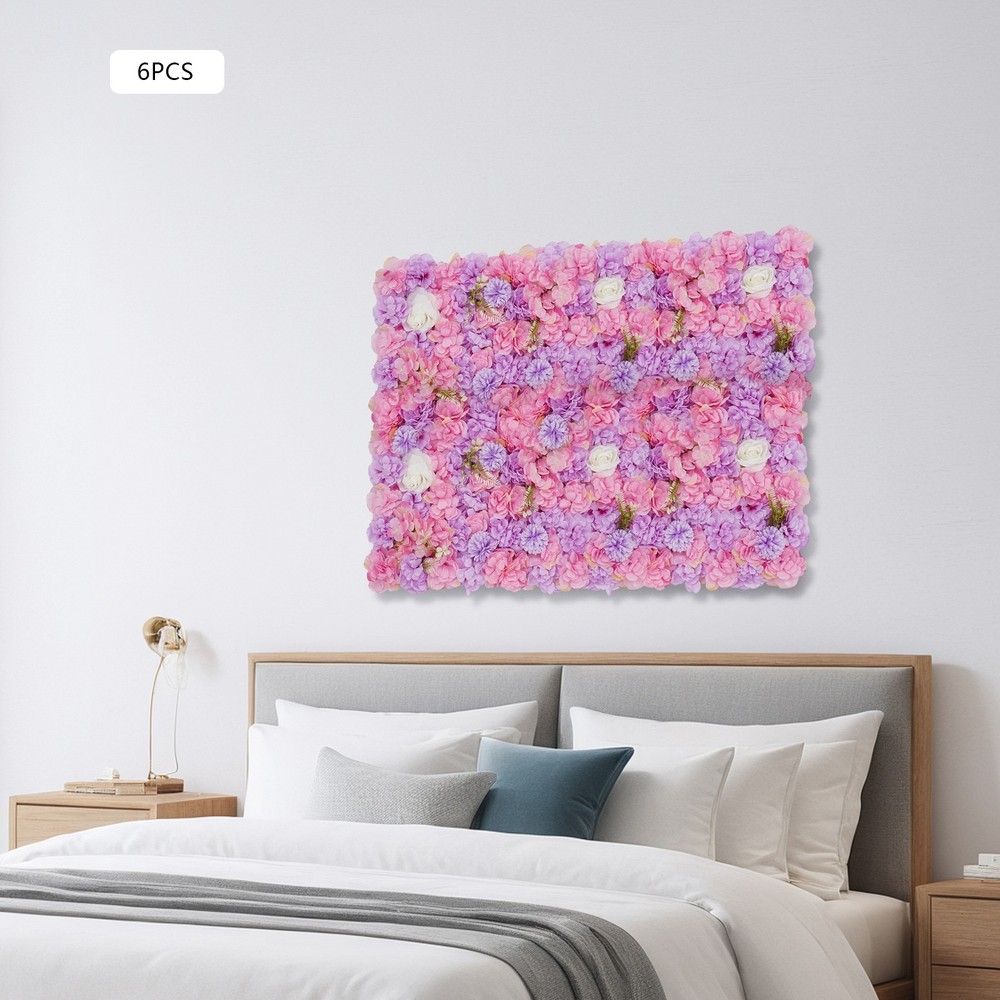 6 Pcs Artificial Floral Panels, Flower Wall Panels For Weddings, Birthdays