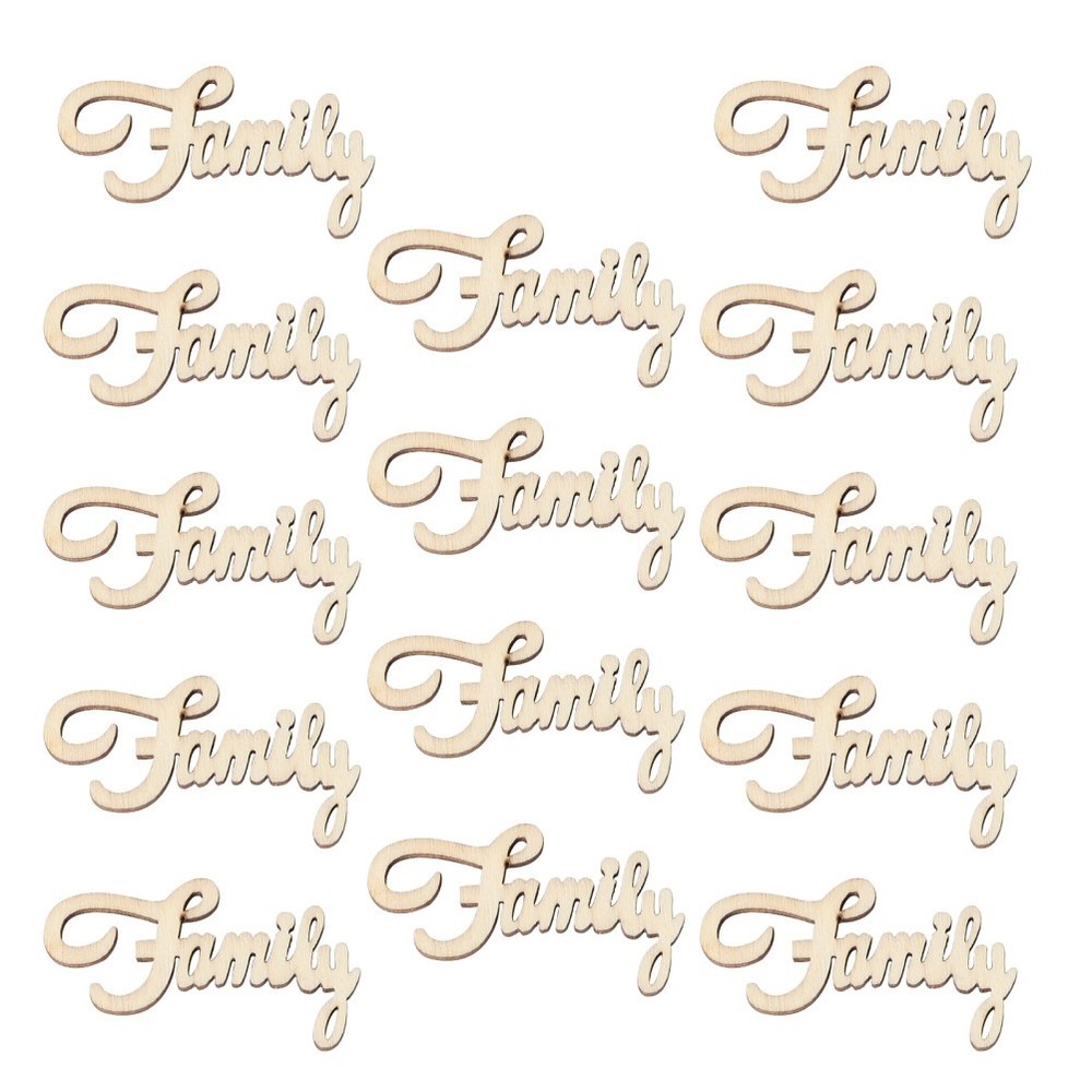 15Pcs Eco Friendly Wood Piece Prop Family Wedding Party Decor in Khaki