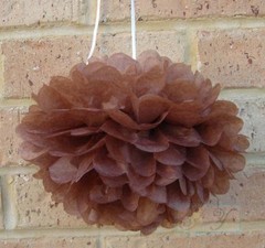 6x 30cm brown paper pom poms wedding anniversary party baby shower hanging decor