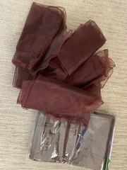 New 6 Brown & 6 Used Brown Organza Chair Bows (9 Inches by 10 Feet)