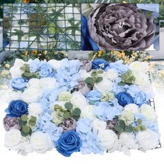 6 Pieces 23.62*15.74″ Silk Blue& White& Green Artificial Flowers Wall Decoration