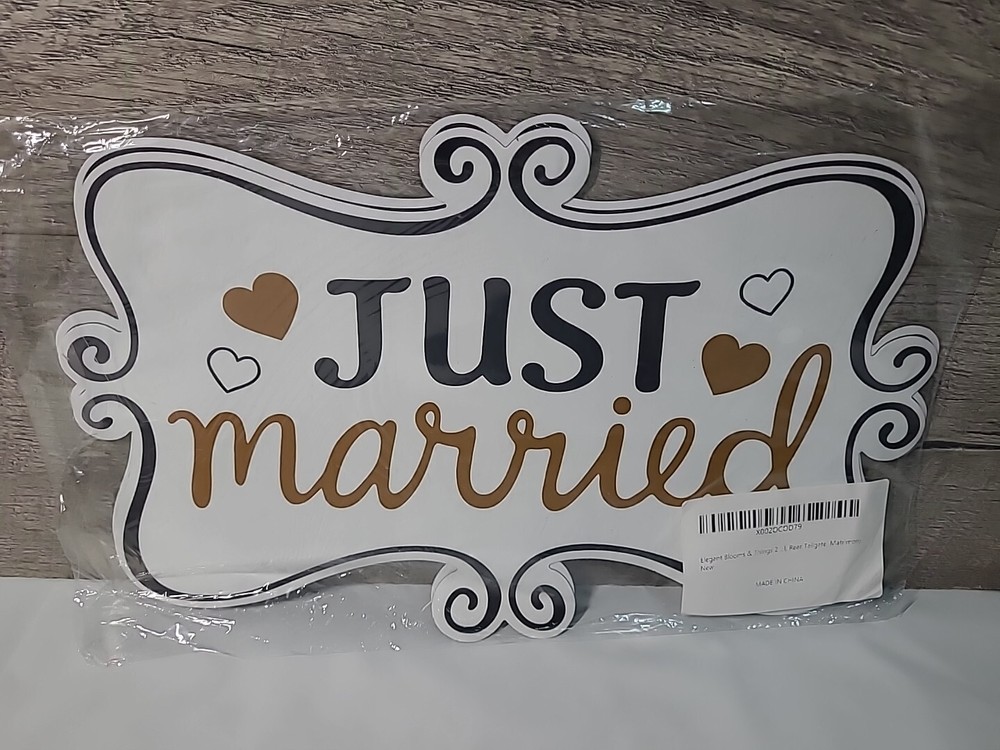 2X Just Married Car Magnets 11.5×7.5″ New Wedding Marriage Elope Black Gold