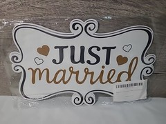 2X Just Married Car Magnets 11.5×7.5″ New Wedding Marriage Elope Black Gold