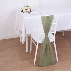 5 DUSTY SAGE Premium Chiffon Wide CHAIR SASHES Wedding Party Reception