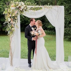 White Sheer Wedding Arch Draping Fabric Backdrop Party Ceremony Decoration New