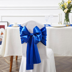 10 Pcs Royal Blue Satin Chair Sashes Bows Universal Chair Cover for Wedding Rec