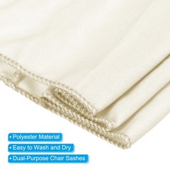 25Pcs 14″x5″ Stretch Chair Sashes Bows Chair Bands Sash with Buckle Cream