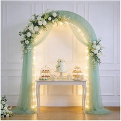Wedding Arch Draping Fabric 1 Panel 29″ x 20FT Mint Green Sheer Tulle Drapes