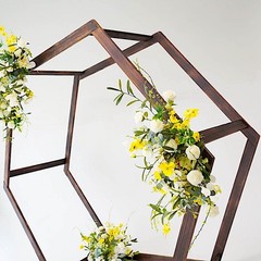 7 ft Dark Brown Hexagon Natural Wood Wedding Arch Backdrop Stand Party Supplies
