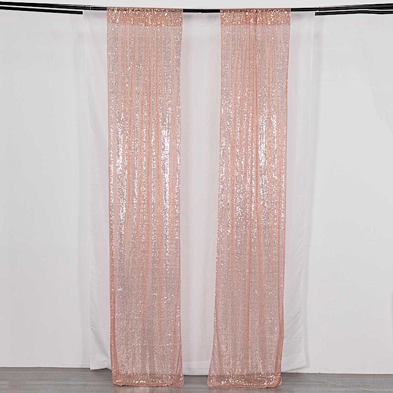 2 Drapery Panels 8 ft x 2 ft Sequined Backdrop Curtain with Rod Pockets Party